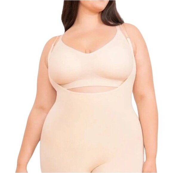 Shapermint Essentials Open Bust Bodysuit Shaper Shorts Beige 2XL NWOT - Picture 1 of 7